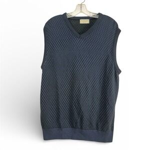 Vtg Tricots St Raphael Sweater Vest Sz M Blue V-Neck‎ Textured Heritage Academia